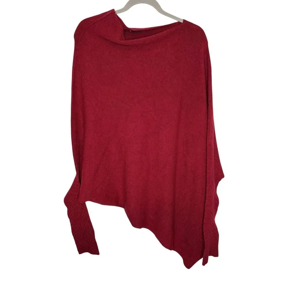 Jaki London Asymmetric Draped Carmine Seamless Knit Top Size S/M